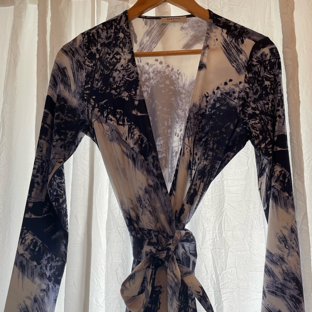 Babaton Midi Wrap Dress, Dark blue/purple, size Medium